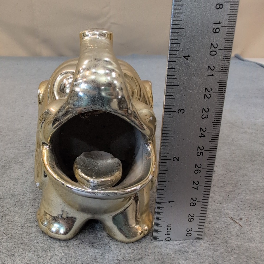 Vintage‎ Gold Ceramic Elephant Ashtray Figurine Trunk Up Made in Japan - Picture 2 of 5